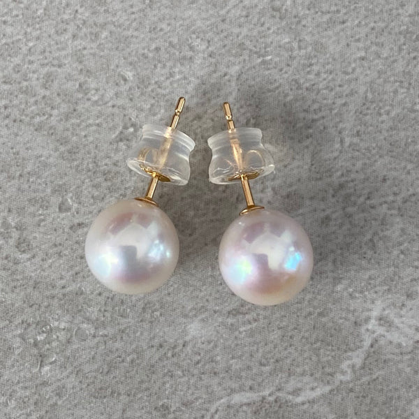 Fresh water  pearl round 8mm nudeピアス イヤリング - hikari pearl.
