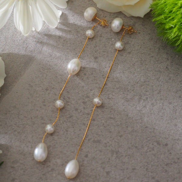 14kgf  drop  pearl station asymmetryピアス イヤリング - hikari pearl.
