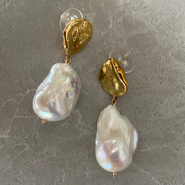 asymmetry silver petal oyster baroque  pearl ピアス イヤリング - hikari pearl.