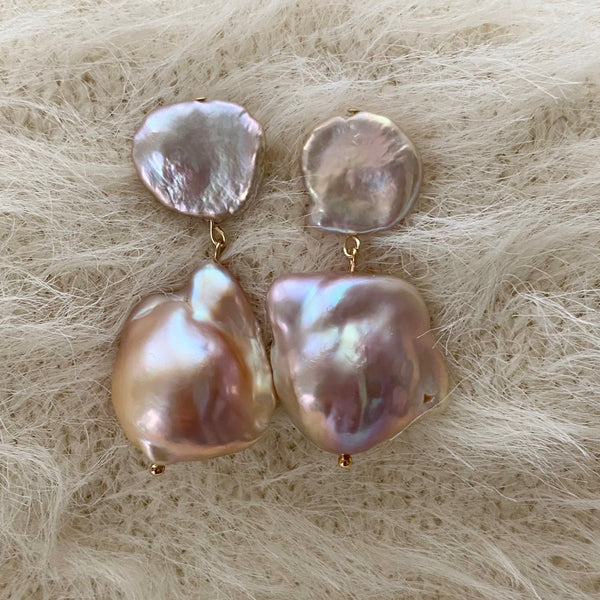 natural petal oyster baroque  pearl weddingピアス イヤリング - hikari pearl.