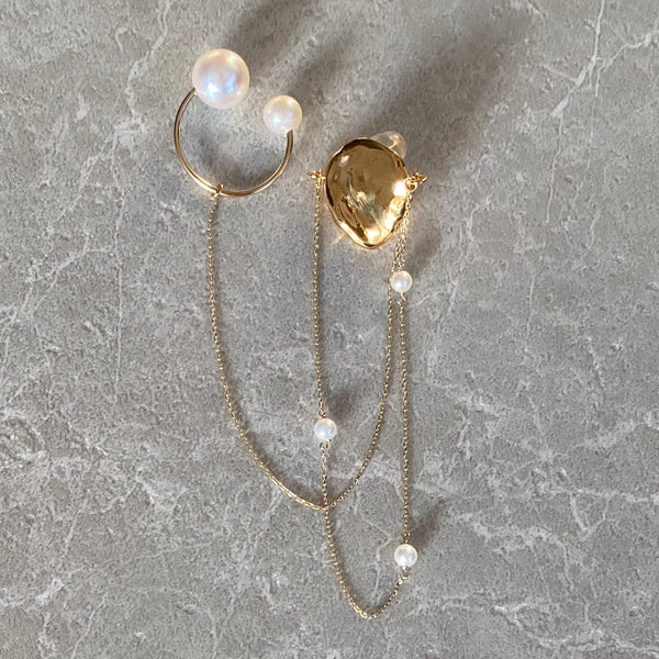 petal petit  pearl drapé station asymmetryピアス イヤーカフ - hikari pearl.