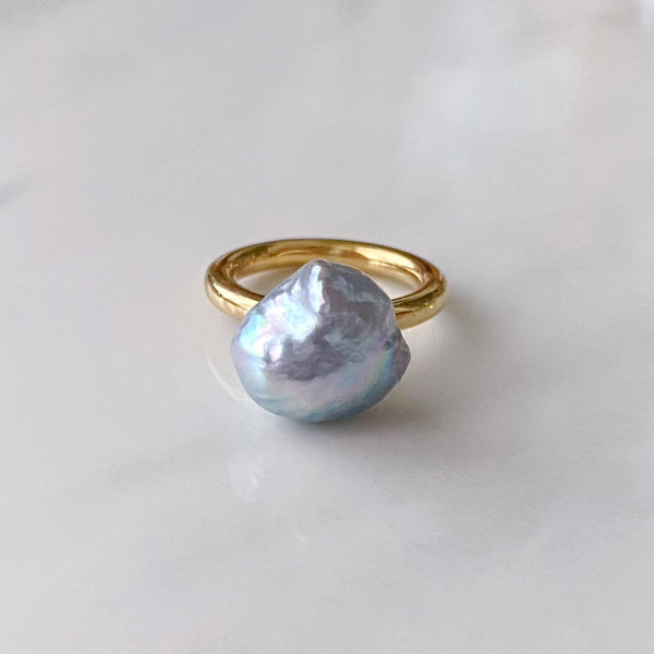 natural blue akoya ring セミオーダー - hikari pearl.