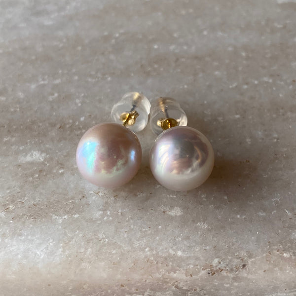 一点もの k18 Akoya  pearl nudeピアス - hikari pearl.