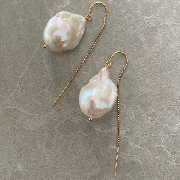 oyster baroque long chain hook ピアス - hikari pearl.