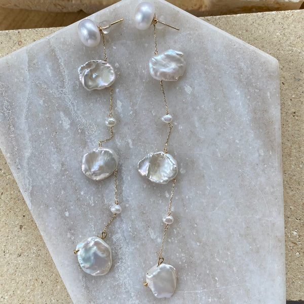 No.6 station  pearl long weddingピアス イヤリング - hikari pearl.