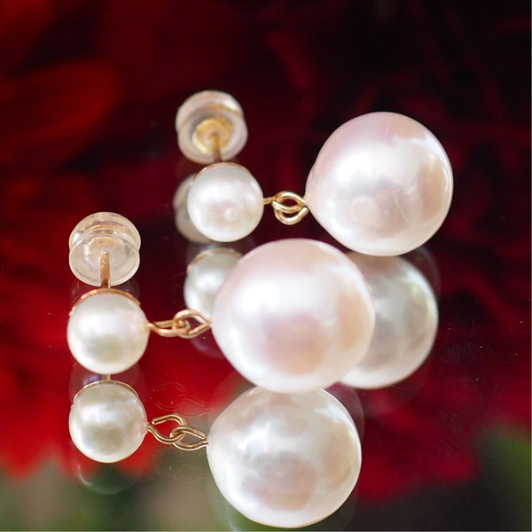 teardrop  double  pearl ピアス イヤリング - hikari pearl.