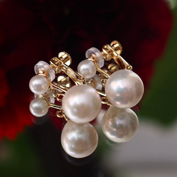 teardrop  double  pearl ピアス イヤリング - hikari pearl.