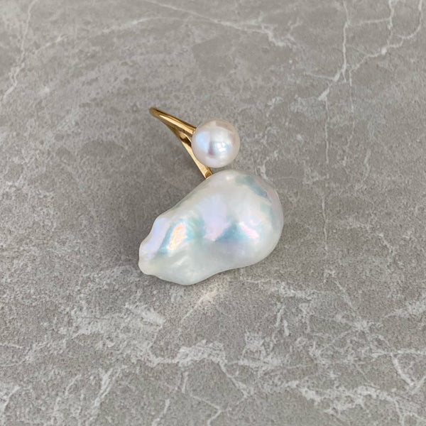 一点もの Special Baroque  pearl double  pearl ring リング - hikari pearl.