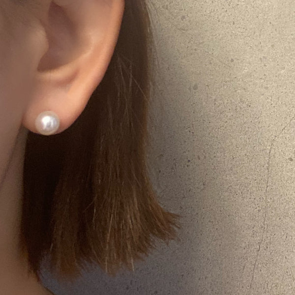 Fresh water  pearl round 8mm nudeピアス イヤリング - hikari pearl.