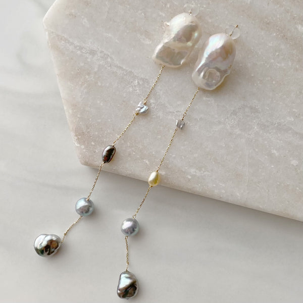 一点もの akoya×tahiti×oyster baroque  pearl long ピアス イヤリング - hikari pearl.