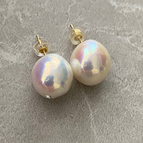 drop rainbow  pearl nudeピアス イヤリング - hikari pearl.