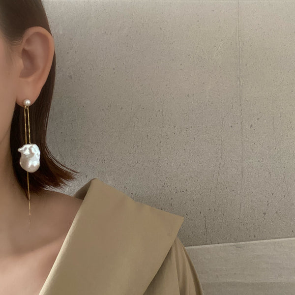 oyster baroque long chain ピアス イヤリング - hikari pearl.