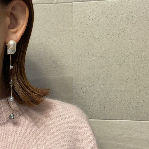 一点もの akoya×tahiti×oyster baroque  pearl long ピアス イヤリング - hikari pearl.