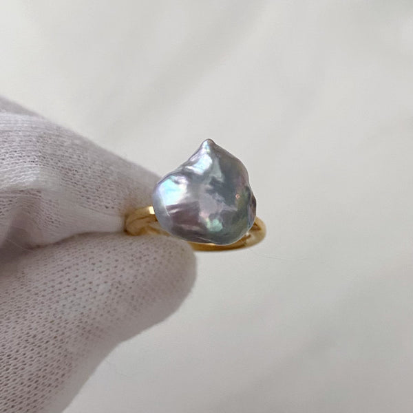 natural blue akoya ring セミオーダー - hikari pearl.