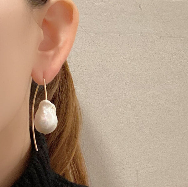 14kgf Baroque  Fresh water Marquis ピアス - hikari pearl.