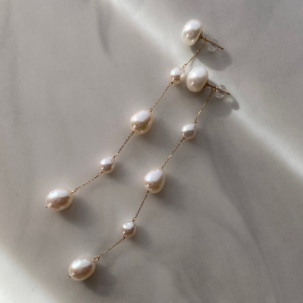 Nn.3 station  pearl long weddingピアス イヤリング - hikari pearl.