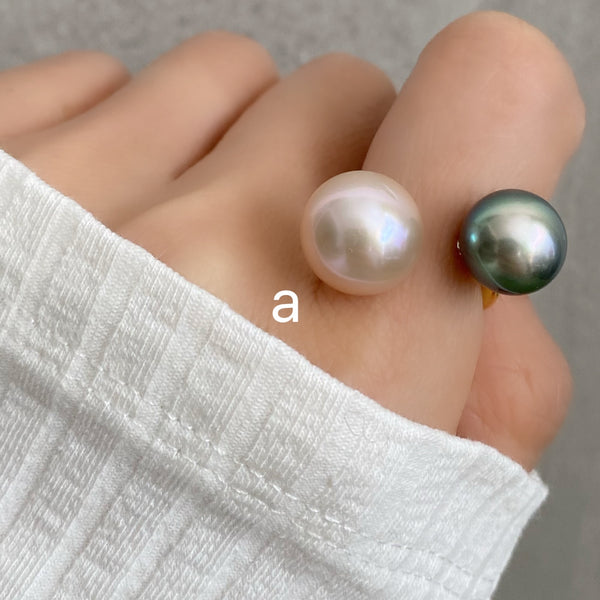 Tahiti  pink  double   pearl ring リング - hikari pearl.