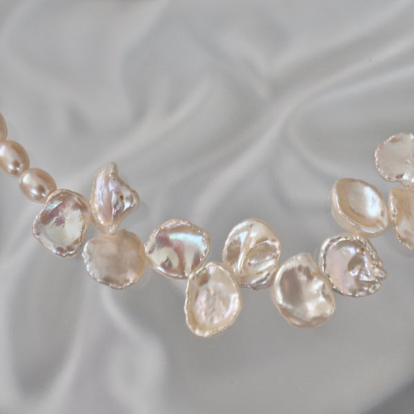 keshi pearl asymmetry Fresh water necklace  ネックレス - hikari pearl.