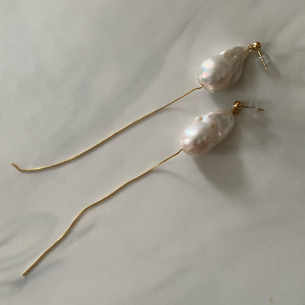 No.16 oyster baroque  pearl long wedding ピアス イヤリング - hikari pearl.