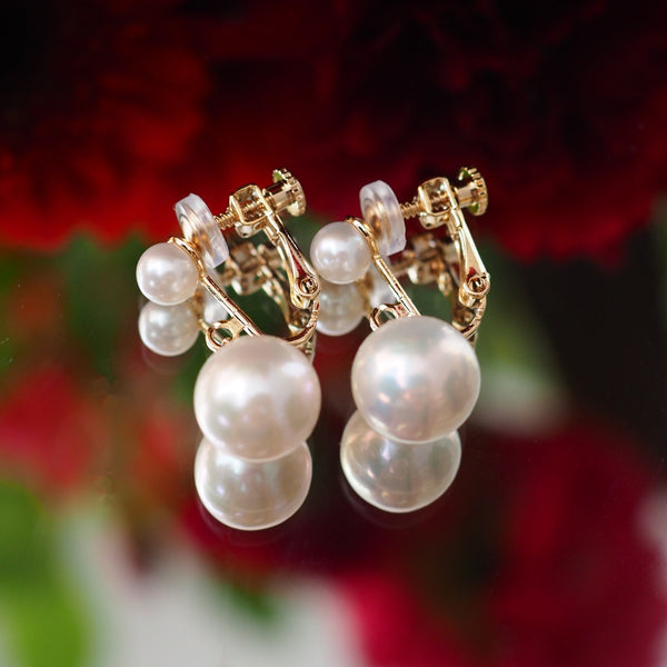 teardrop  double  pearl ピアス イヤリング - hikari pearl.