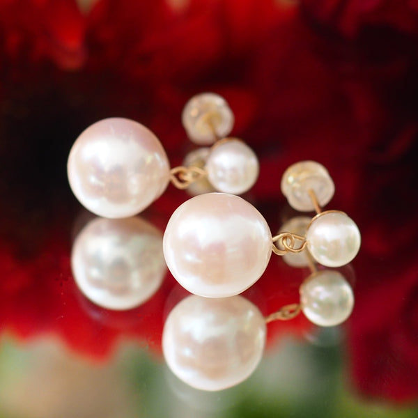teardrop  double  pearl ピアス イヤリング - hikari pearl.