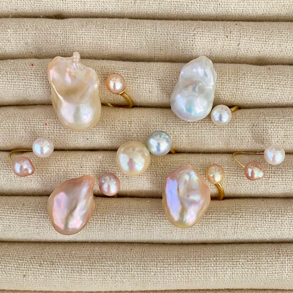 一点もの South Sea pearl Akoya double  pearl ring リング - hikari pearl.
