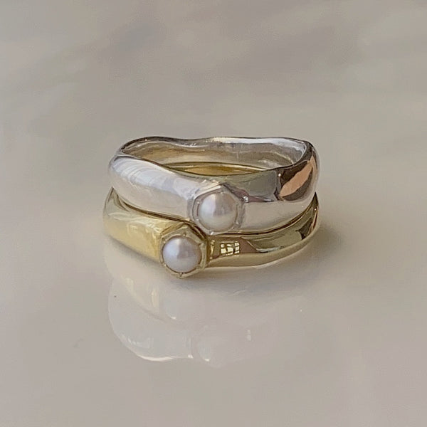 幸せのお守りリング hexagon ring - hikari pearl.