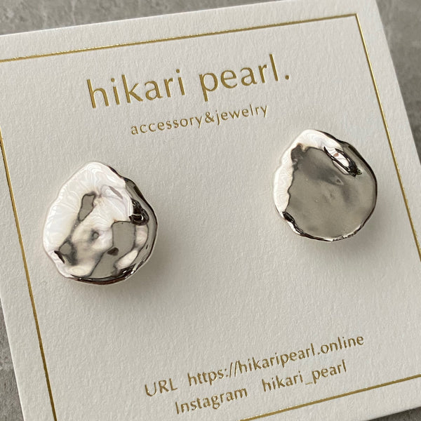silver925  petal  pearl ピアス(k18) - hikari pearl.