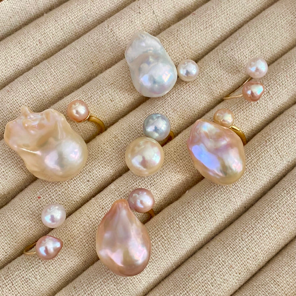 一点もの South Sea pearl Akoya double  pearl ring リング - hikari pearl.