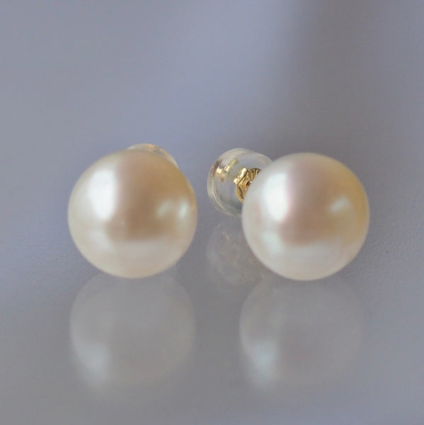 14kgf  Fresh water button  pearl ピアス - hikari pearl.