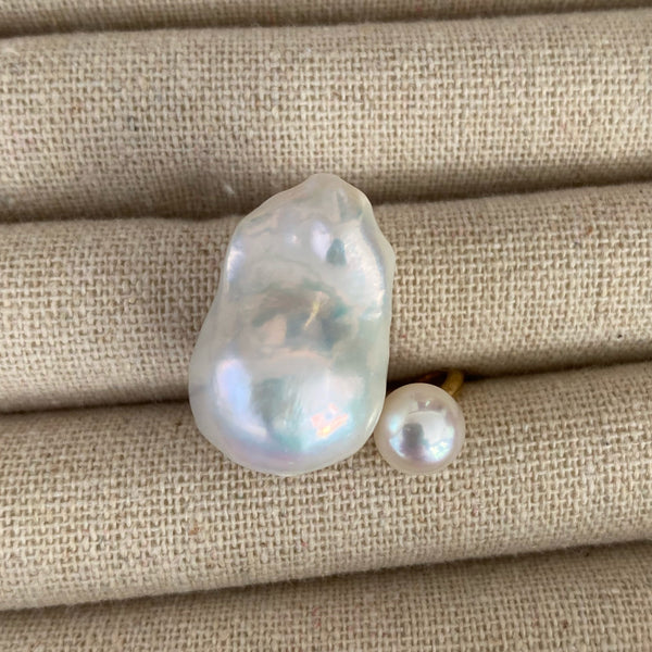一点もの Special Baroque  pearl double  pearl ring リング - hikari pearl.