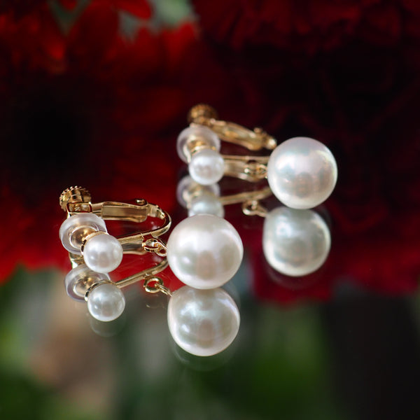 teardrop  double  pearl ピアス イヤリング - hikari pearl.