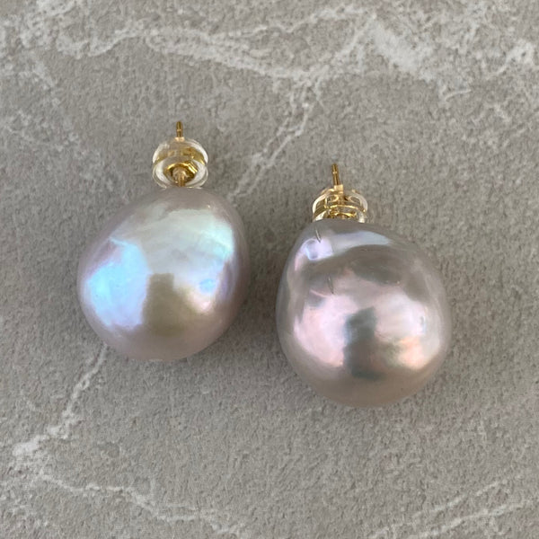 一点もの Baroque  pearl gray  k18 ピアス - hikari pearl.