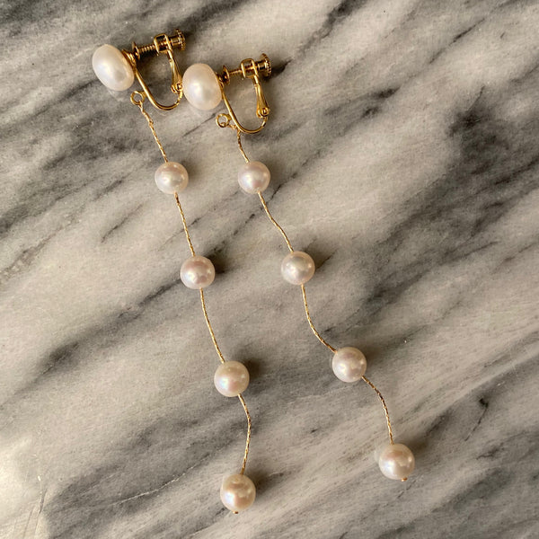 No.18 asymmetry wedding long ピアス イヤリング - hikari pearl.