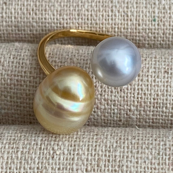 一点もの South Sea pearl  double  pearl ring  リング - hikari pearl.