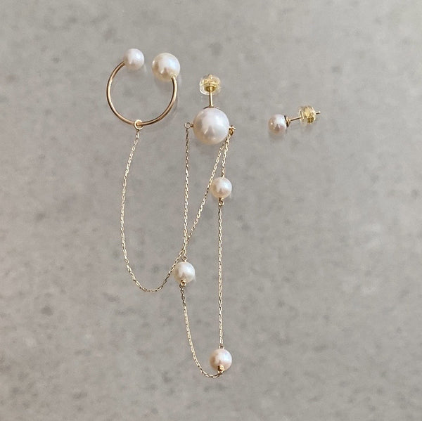 Fresh water  pearl asymmetry イヤーカフ ピアス イヤリング - hikari pearl.