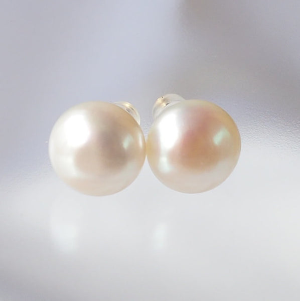 k18 Fresh water  pearl 12mm button ピアス イヤリング - hikari pearl.