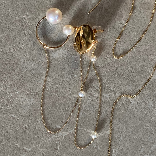 petal petit  pearl drapé station asymmetryピアス イヤーカフ - hikari pearl.