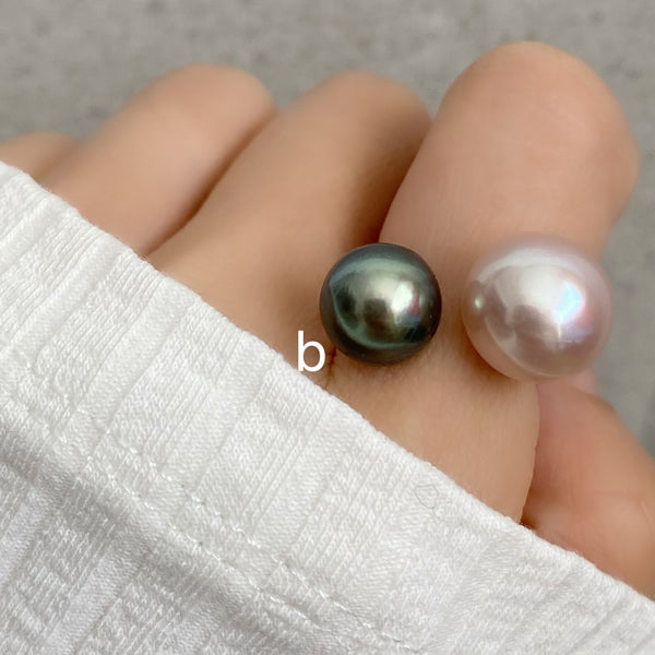 Tahiti  pink  double   pearl ring リング - hikari pearl.
