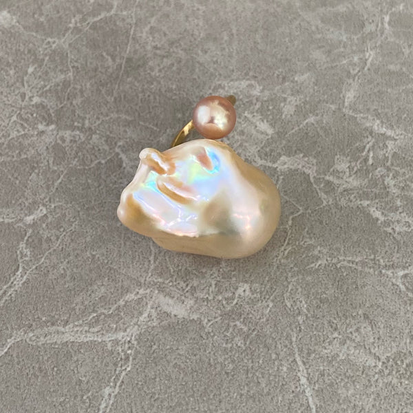 一点もの natural color baroque  double  pearl ring - hikari pearl.