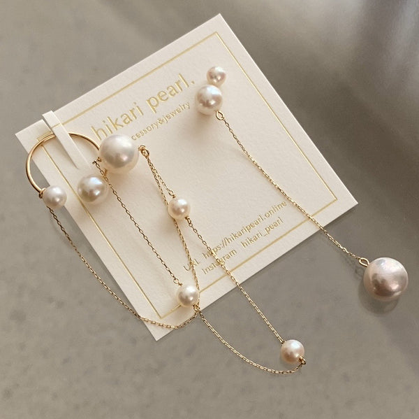 Fresh water  pearl asymmetry イヤーカフ ピアス イヤリング - hikari pearl.