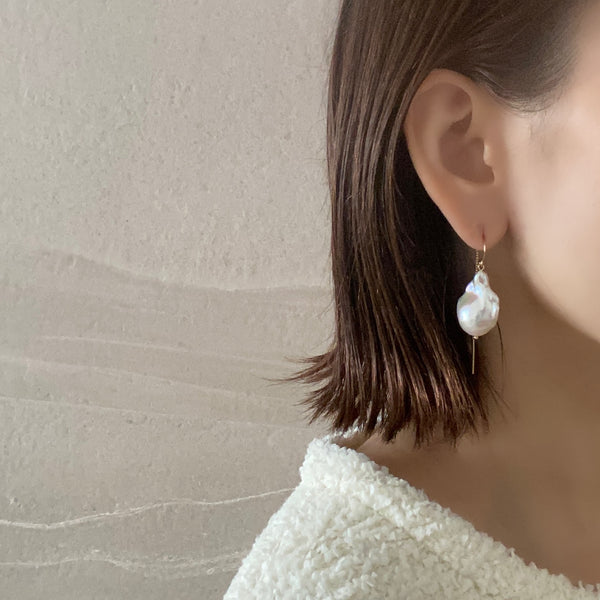 oyster baroque long chain hook ピアス - hikari pearl.