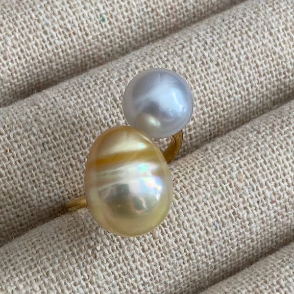 一点もの South Sea pearl  double  pearl ring  リング - hikari pearl.
