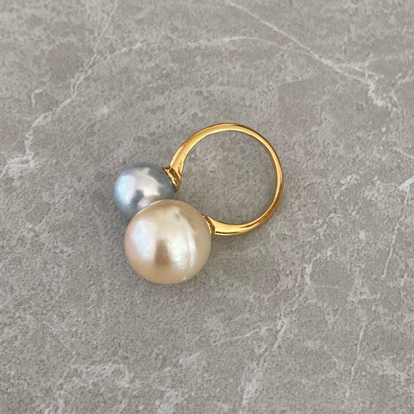 一点もの South Sea pearl Akoya double  pearl ring リング - hikari pearl.