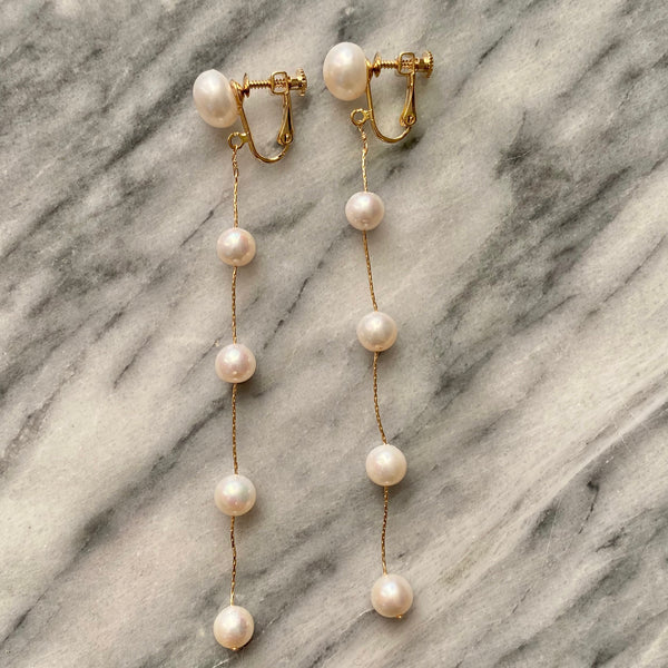 No.18 asymmetry wedding long ピアス イヤリング - hikari pearl.