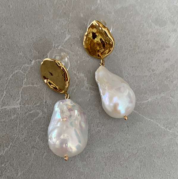 asymmetry silver petal oyster baroque  pearl ピアス イヤリング - hikari pearl.