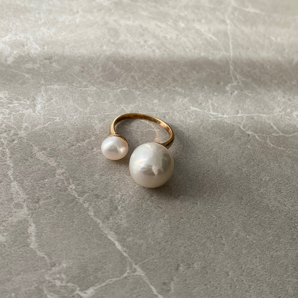 一点もの Baroque  double   pearl リング - hikari pearl.