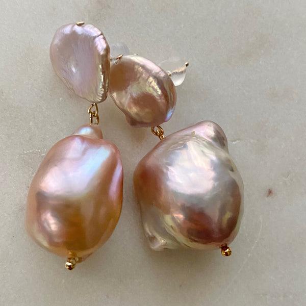 natural petal oyster baroque  pearl weddingピアス イヤリング - hikari pearl.