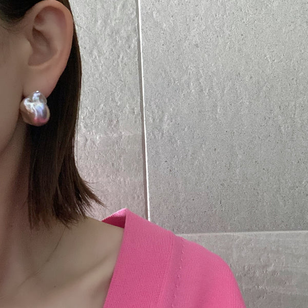 natural color baroque  pearl crystal nudeピアス イヤリング - hikari pearl.