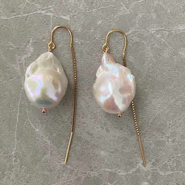 oyster baroque long chain hook ピアス - hikari pearl.
